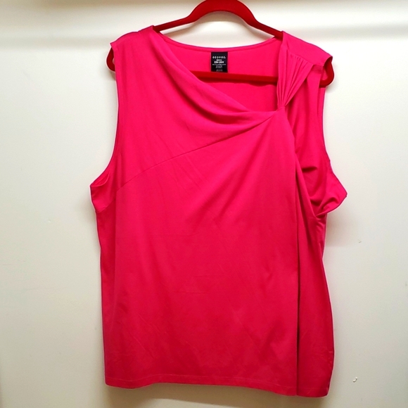George Tops - George smoking hot pink,twisted neck tank Size 3x